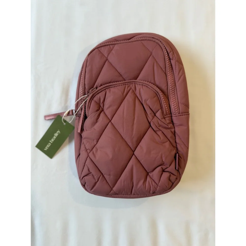 Vera Bradley Small Sling Backpack Quilted Performance Twill Rose Pink NWT